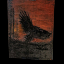 Load image into Gallery viewer, Raven flying in haunting of the Blood Moon - Raven Stone