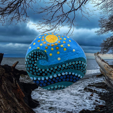 Small West Coast Wave Painted Rock  - Wildlycreative