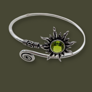 925 Sterling Silver, Peridot, Sun, Cuff bracelet