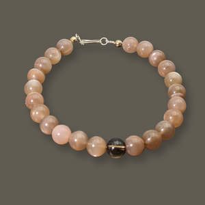 925 Sterling Silver, Sunstone & Smokey Quartz, Bracelet - Echo of a Stone