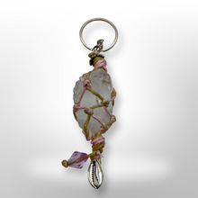 Load image into Gallery viewer, Netted, Sea glass, with shell charm, Keychain - Siren Sea Glass