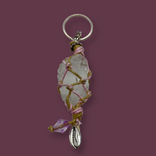 Load image into Gallery viewer, Netted, Sea glass, with shell charm, Keychain - Siren Sea Glass