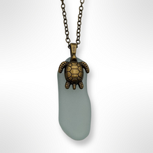 Load image into Gallery viewer, Sea Glass, Turtle charm, Necklace