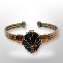 Load image into Gallery viewer, Blue Goldstone tree of life , Copper Bracelet. -Handmade by Raven Stone