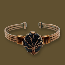 Load image into Gallery viewer, Blue Goldstone tree of life , Copper Bracelet. -Handmade by Raven Stone