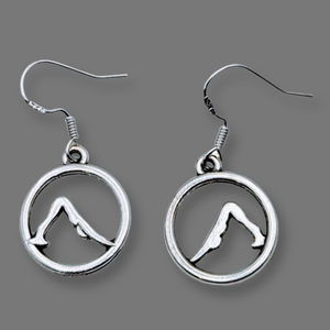 925 Sterling Silver Hook, Downward dog Yoga pose -Earrings