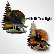 Load image into Gallery viewer, Wolf 3 dimensional Candle holder- Metal Art