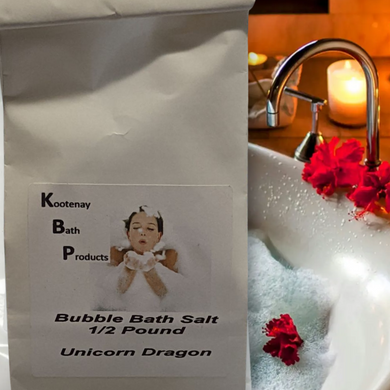 Unicorn Dragon Bubble bath salt 1/2 pound   Kootenay Bath Products - Local pick up