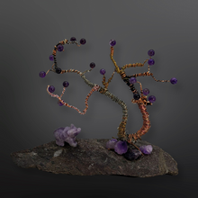 Load image into Gallery viewer, Amethyst Bear with bonsai style tree