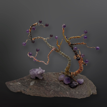 Load image into Gallery viewer, Amethyst Bear with bonsai style tree