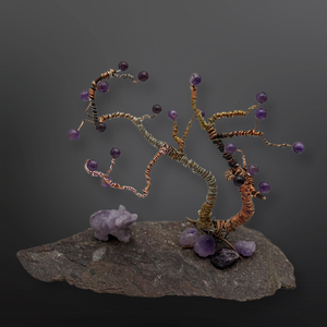 Amethyst Bear with bonsai style tree