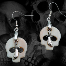 Load image into Gallery viewer, Gothic- 925 Sterling Silver hook, Skull &amp; Dagger, Earrings