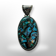 Load image into Gallery viewer, Malachite, Chrysocolla &amp; Copper, 925 Sterling Silver, 1.5&quot; Pendant