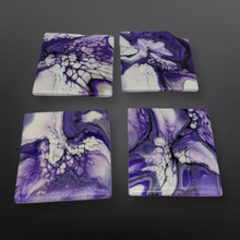 Load image into Gallery viewer, Purple Resin Coated Acrylic Flow  Coasters- Handmade by Lisa