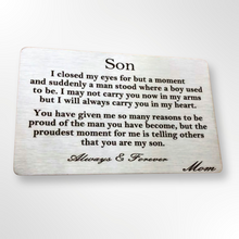 Load image into Gallery viewer, Metal wallet cards -Son - Mom