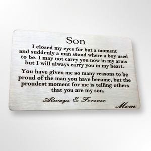 Metal wallet cards -Son - Mom