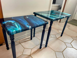 Acrylic Pour Nesting tables - Sunday's are for Art